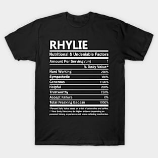 Rhylie Name T Shirt - Rhylie Nutritional and Undeniable Name Factors Gift Item Tee T-Shirt